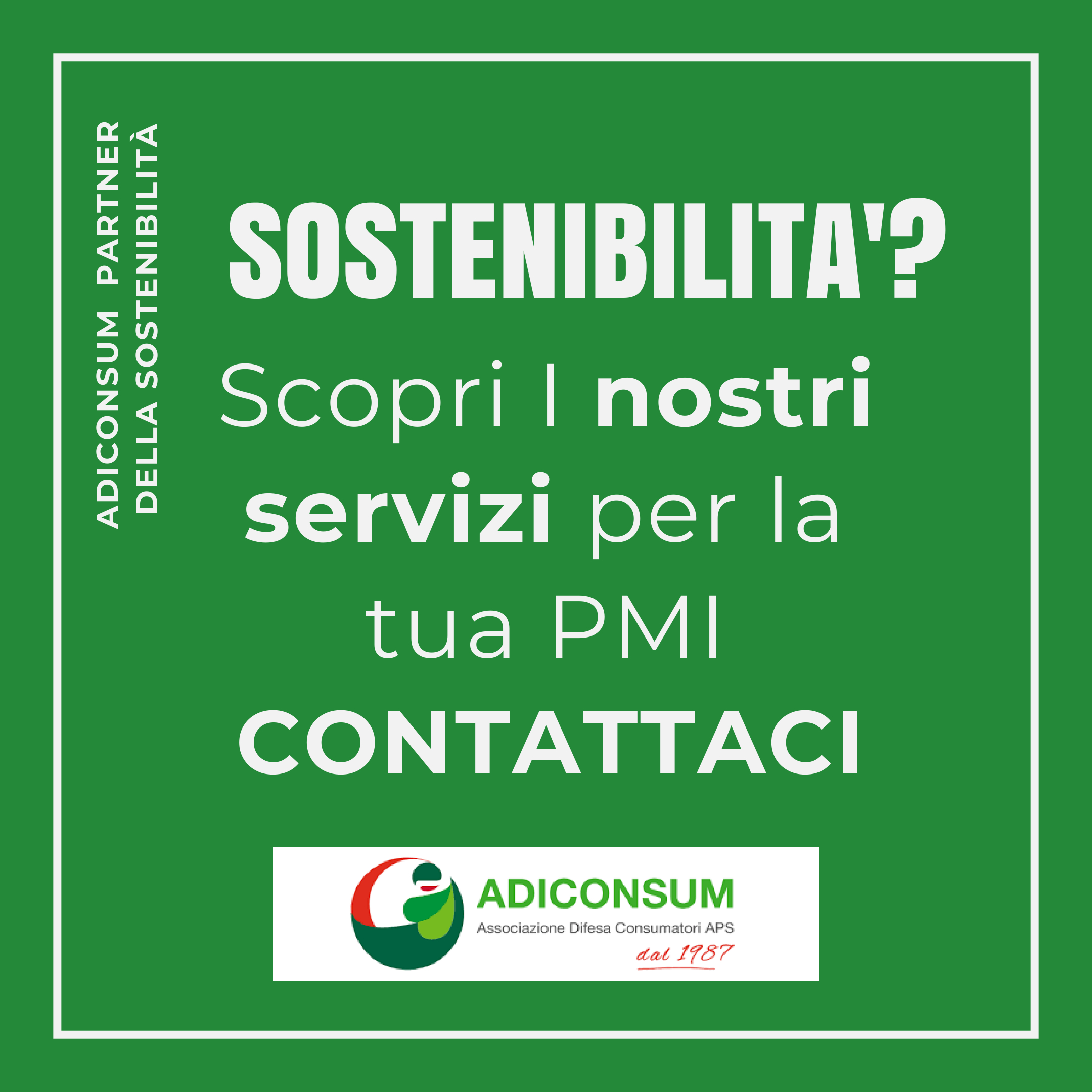 Banner "Sostebnibilità? Scopri i nostri servizi per la tua PMI"